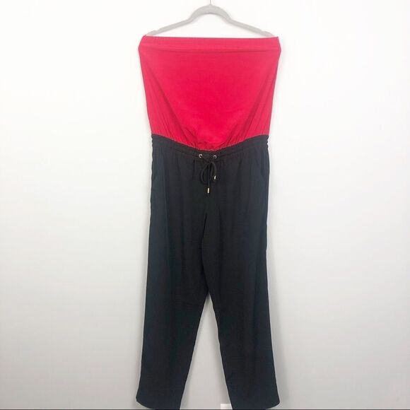 EXPRESS | Strapless Jumpsuit Red Black New Small - Picture 1 of 5